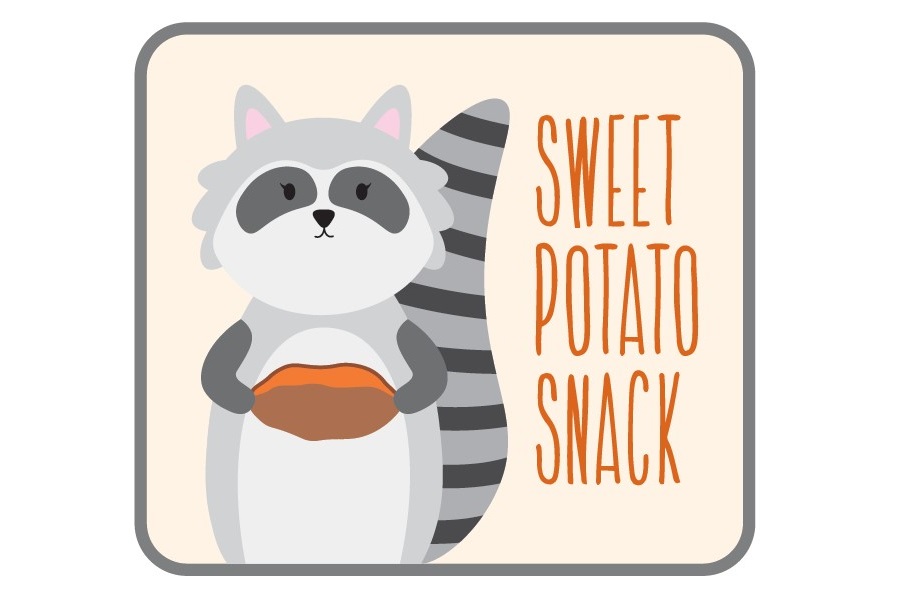 Racoon holding sweet potato